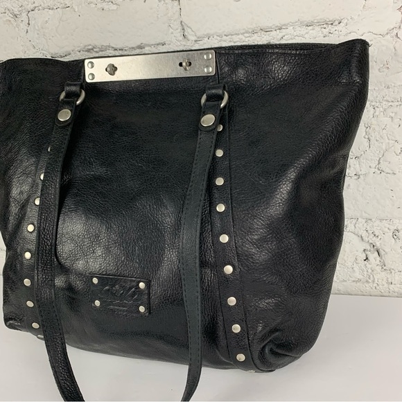 Patricia Nash Benvenuto Black Studded Turn Lock Open Large Tote Bag Purse - Picture 6 of 16